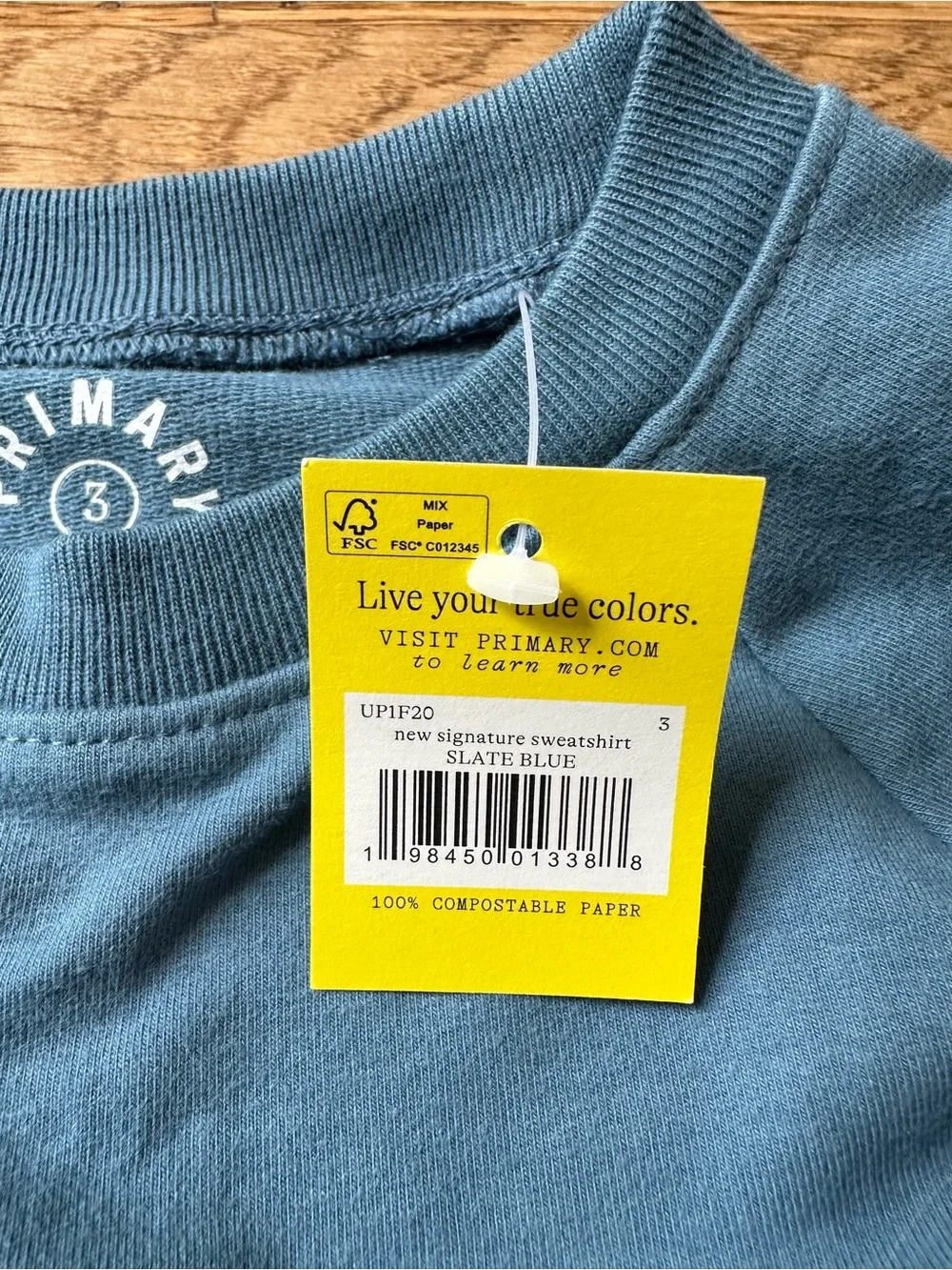 NWT Primary Sweatshirt in Slate Blue, size 3